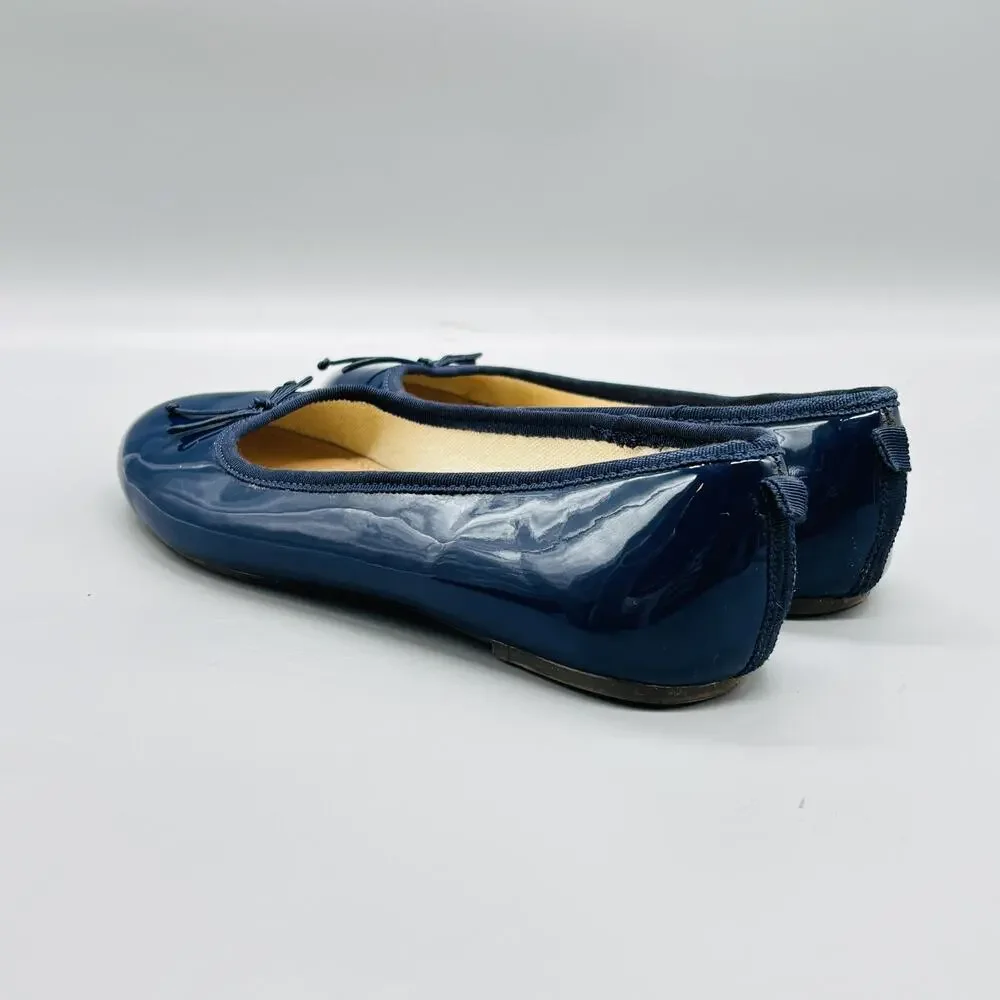 Crewcuts Shoes Kids Girls 5 Blue Patent Ballet Flats Bow Slip On Dress Casual